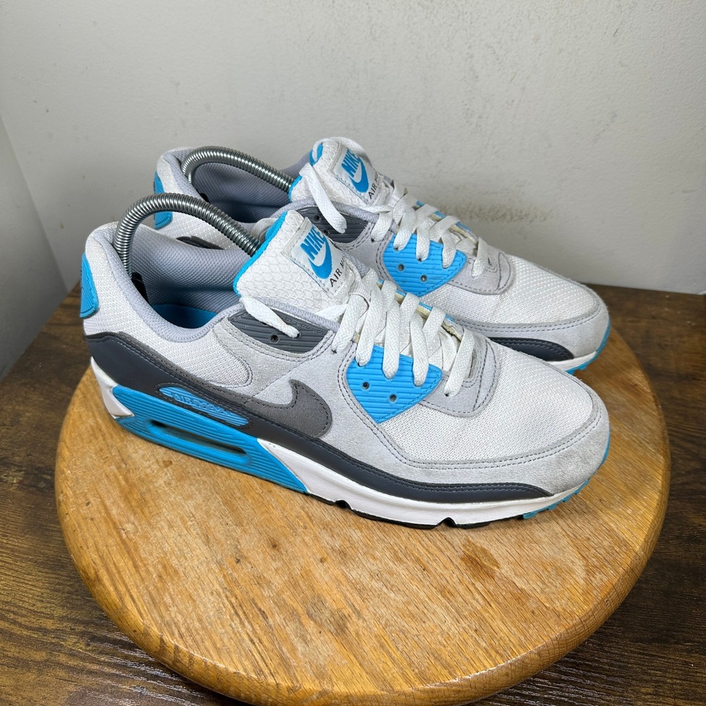 Nike Air Max 90 White Wolf Grey University Blue DM0029-019 Mens Size 10